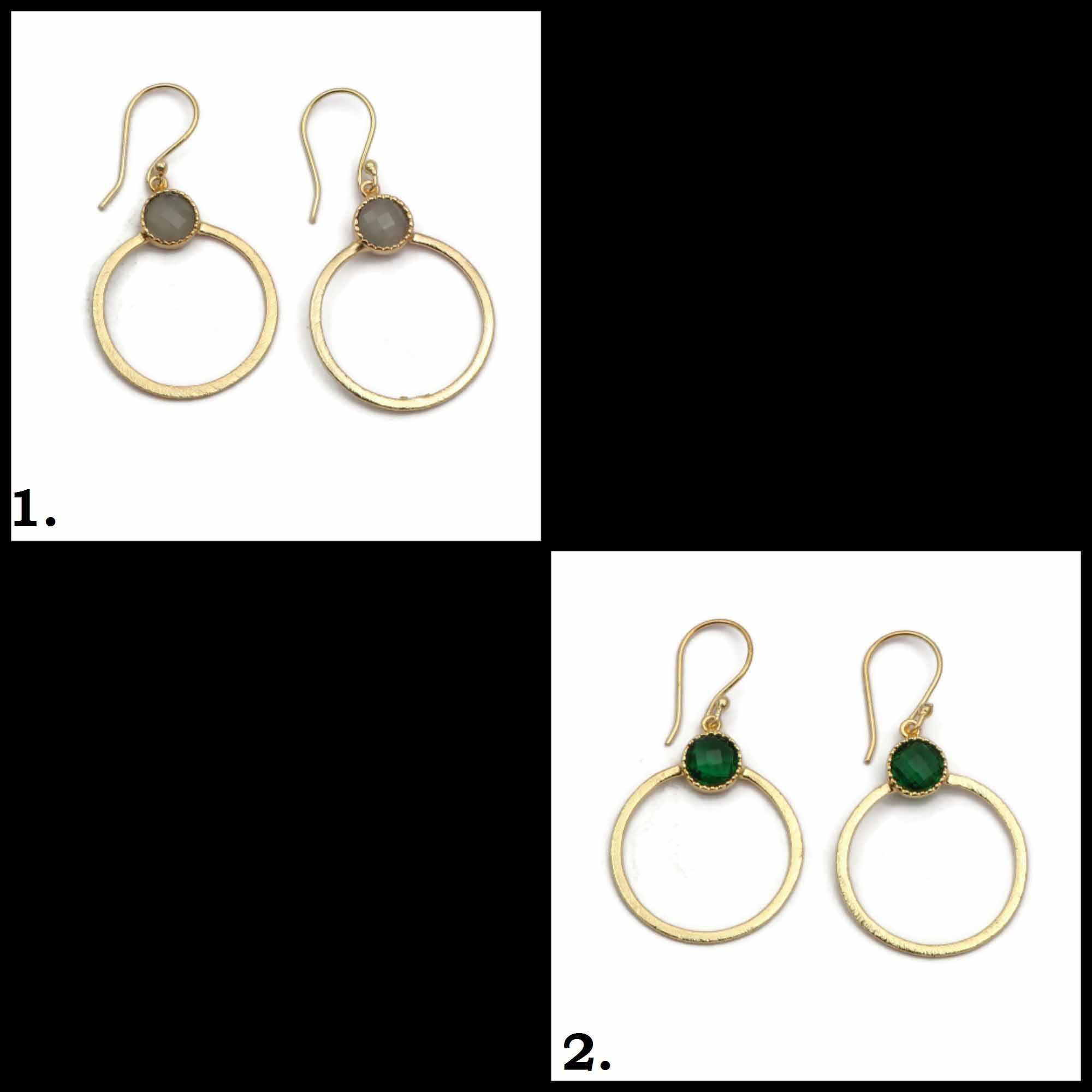Gemstone green emerald drop earring gold plated personalized  Manufacturer