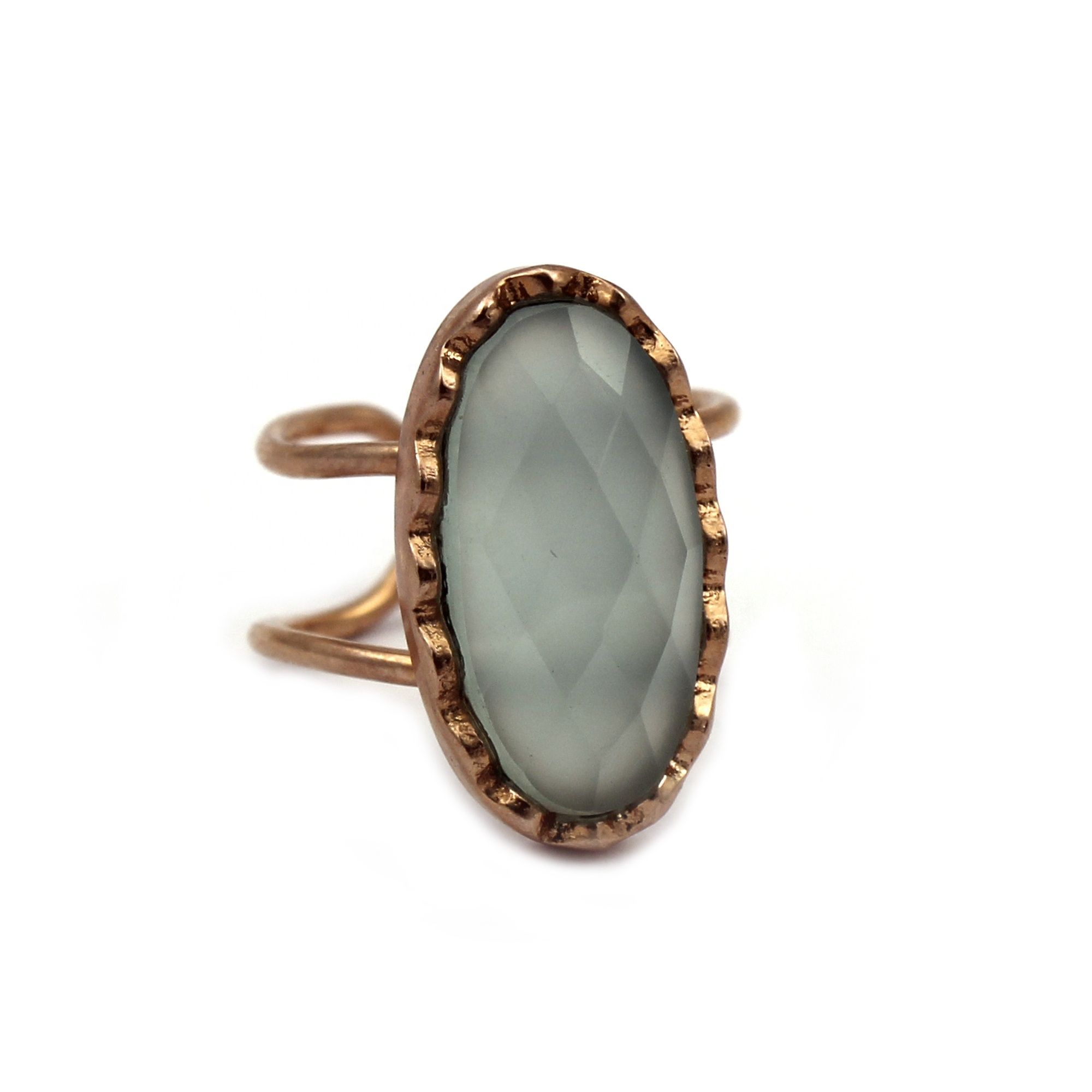 Rose gold plated Aqua chalcedony oval cut gemstone ring Manufacturer