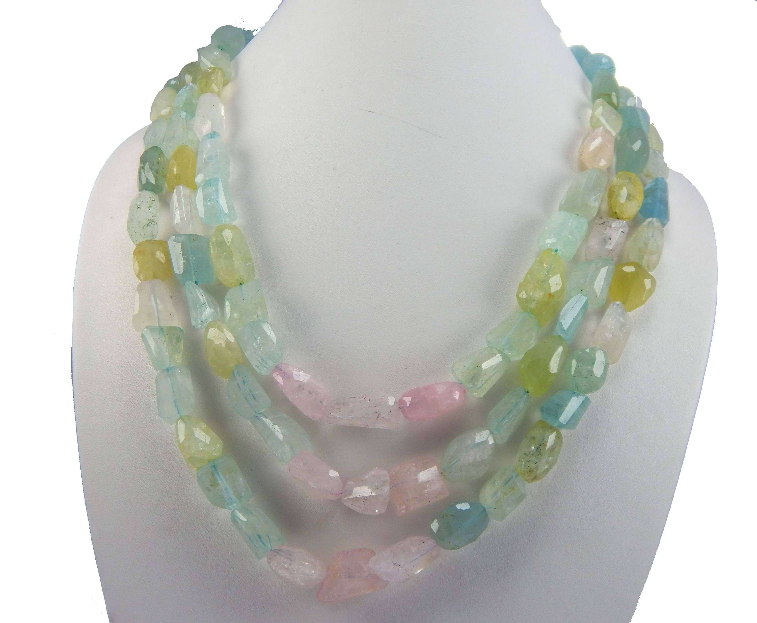 Wholesaler of nuggets beads natural multi aquamarine beads