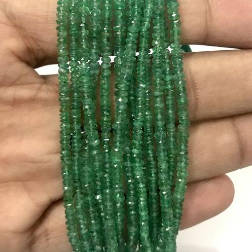 Wholesaler of rondelle beads natural Zambian emerald beads