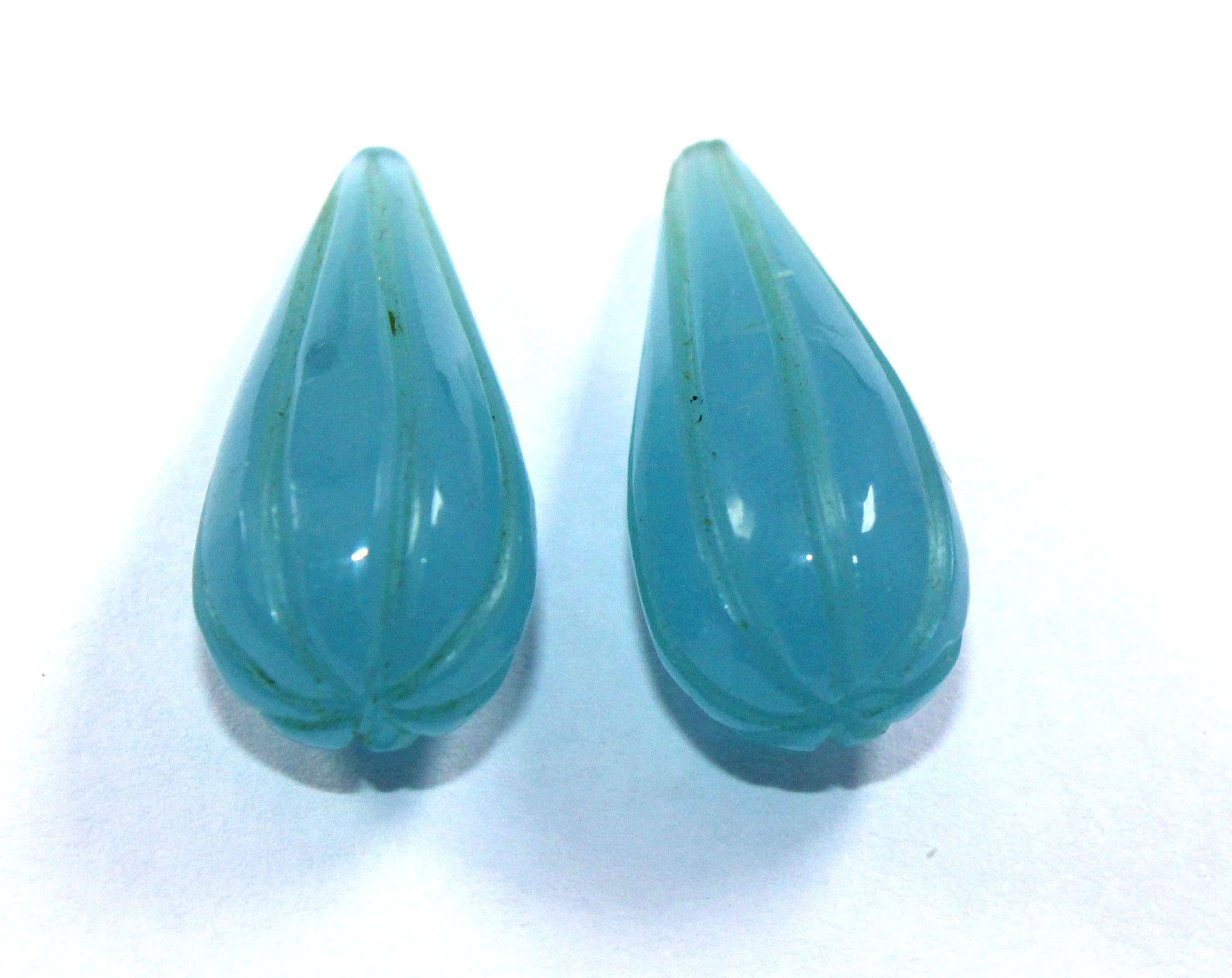 Carved drops multi purpose usage blue chalcedony larimar loose gemstone Exporter