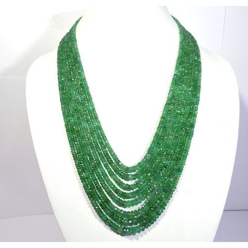 Wholesale faceted Rondell beads necklace natural Zambian emerald gemstone beads