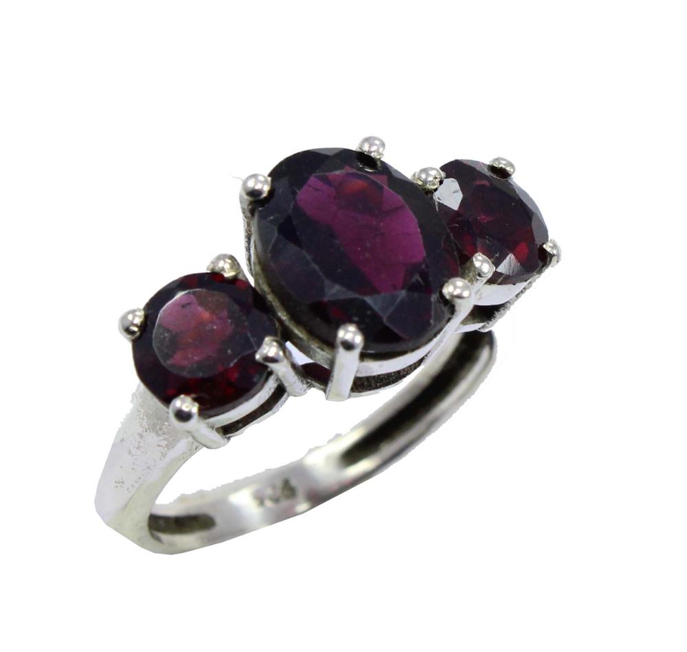 Wholesale silver and gemstone jewelry natural red garnet gemstone silver ring