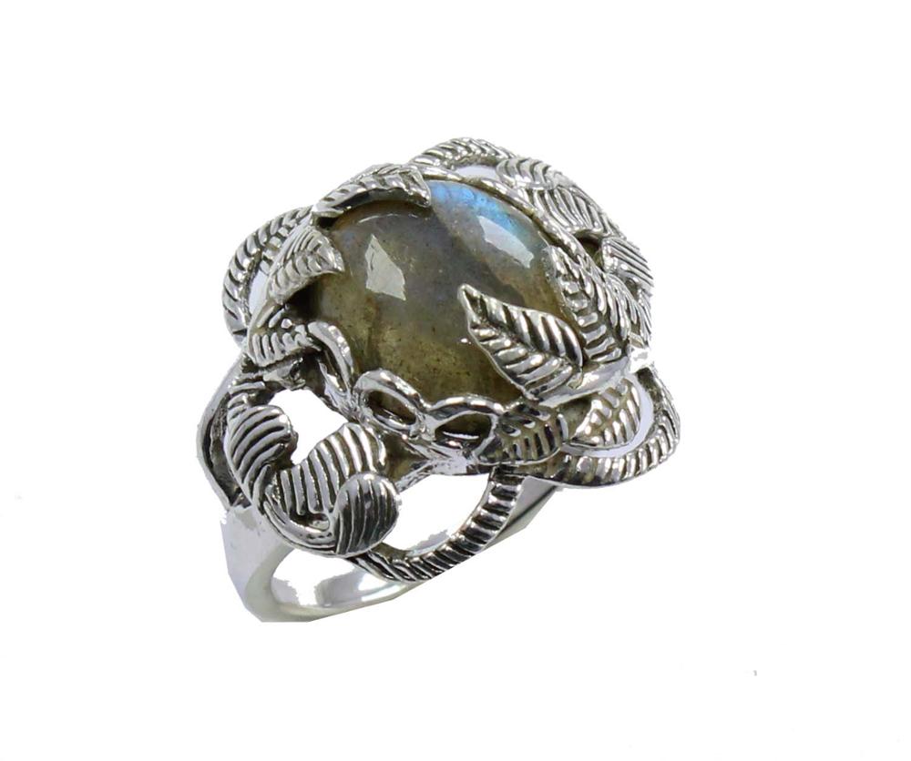 Wholesale sterling silver and gemstone jewelry natural labradorite silver ring