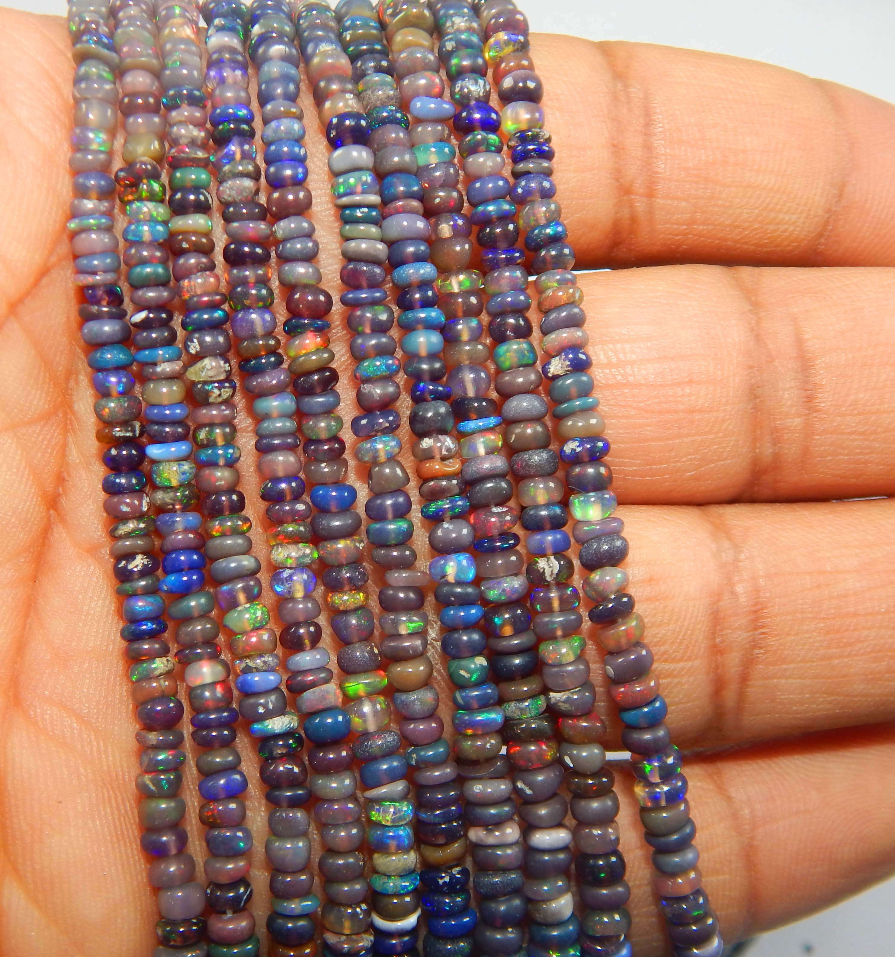 Wholesale natural color play and fire smooth Rondell beads aa quality opal beads