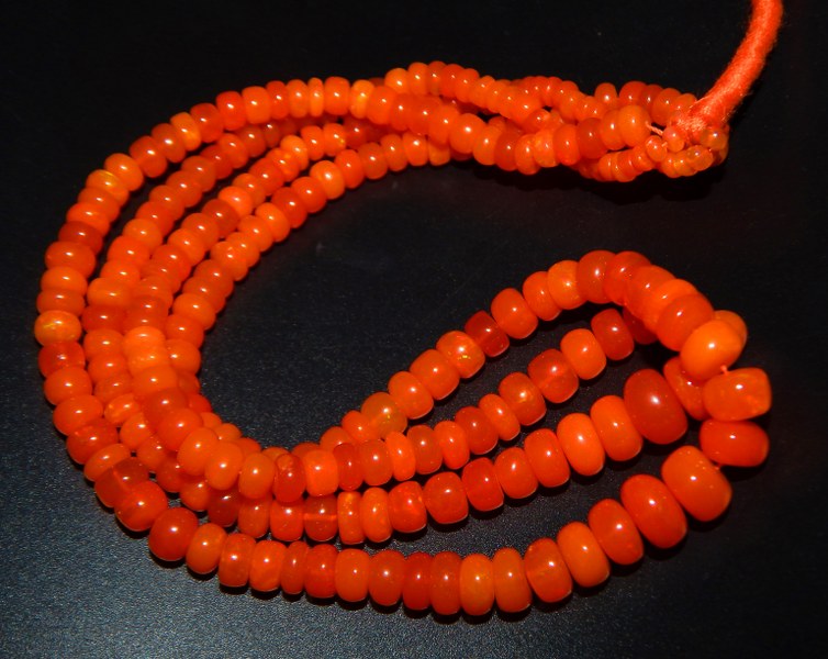 Wholesale fire quality smooth Rondell beads Ethiopian orange opal beads