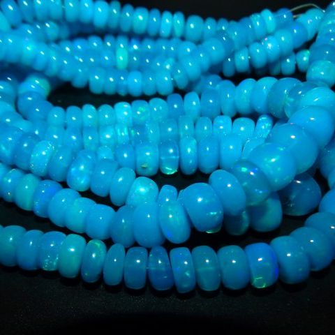 Wholesale fire aaa quality smooth Rondell beads Ethiopian blue opal beads