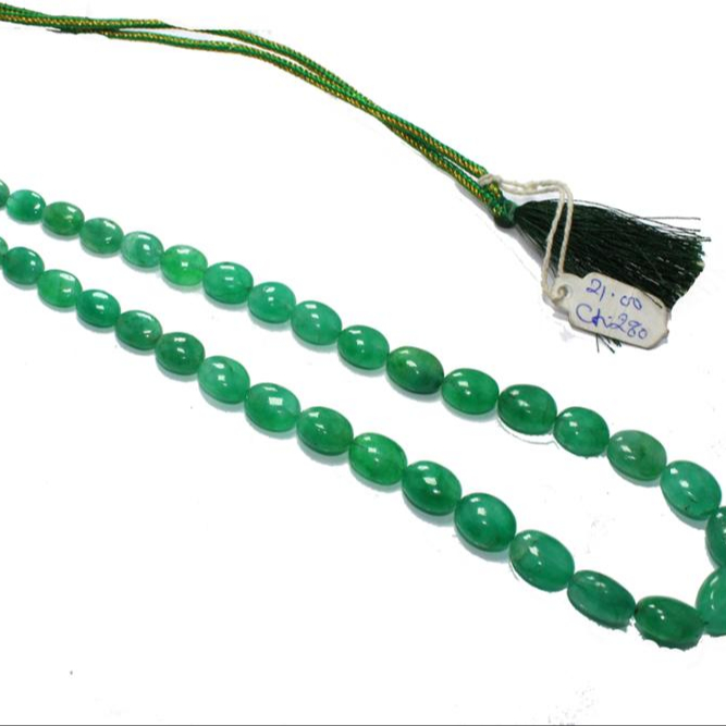 Wholesale oval nuggets beads 20 inches long necklace natural emerald beads