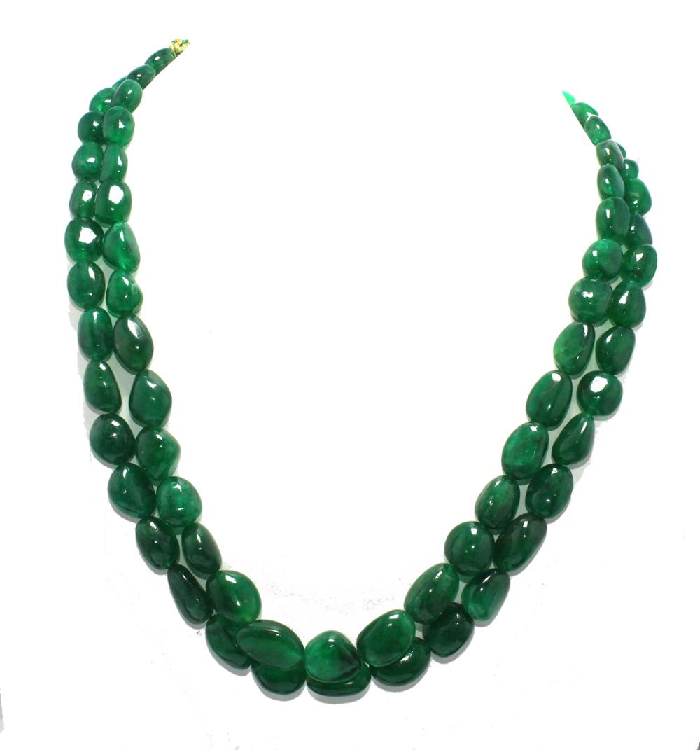 Wholesale nuggets beads dark shade 2 strands necklace Zambian emerald beads