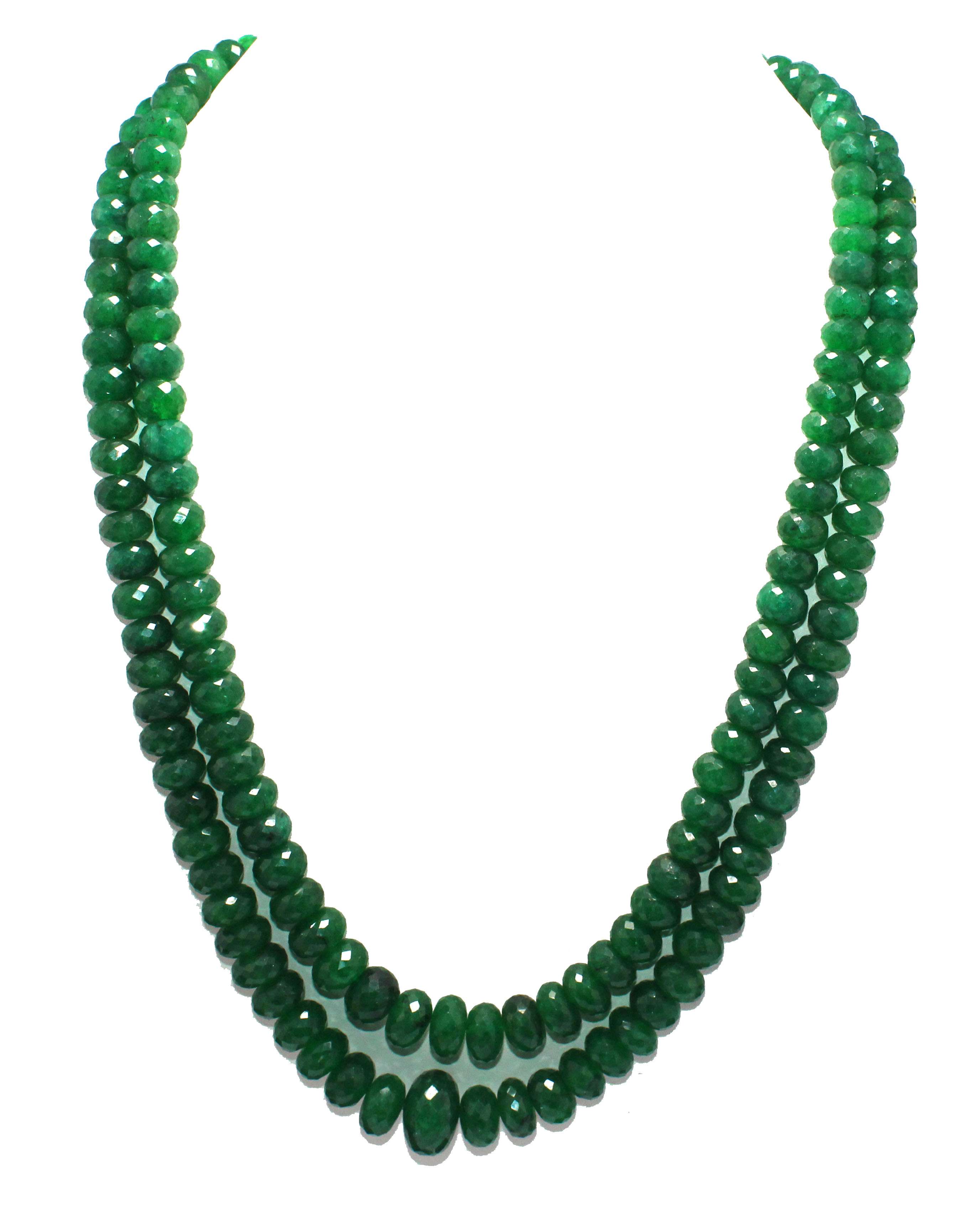 Wholesale precious gemstone faceted Rondell beads necklace Zambian emerald beads
