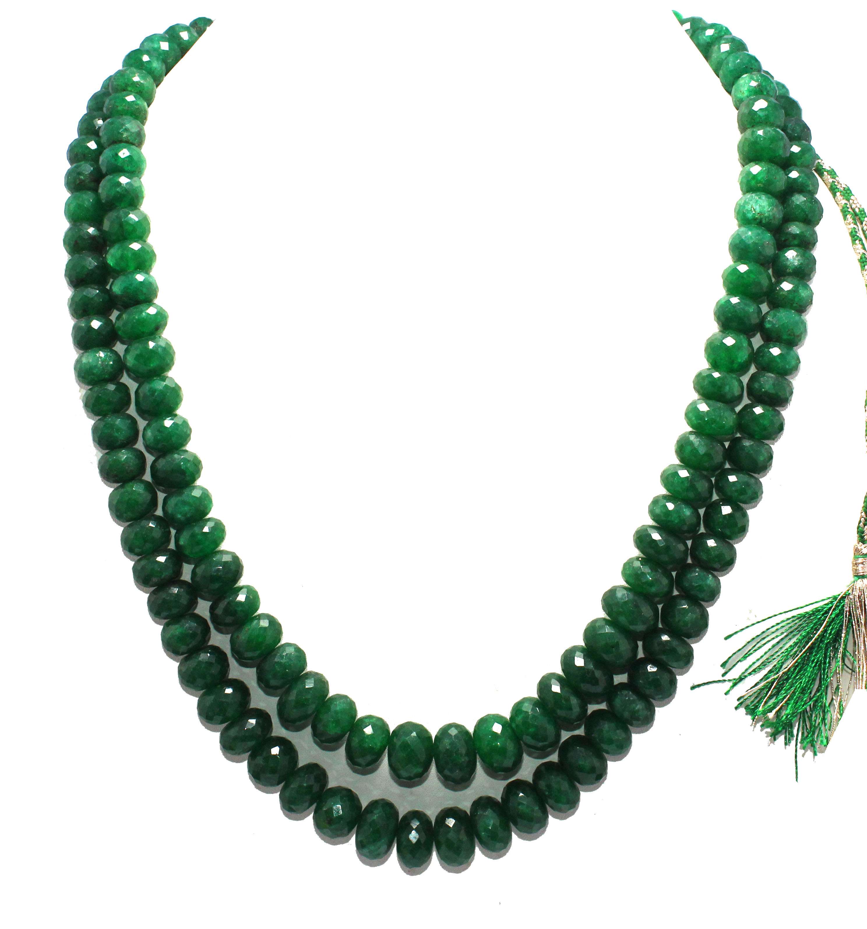 Wholesale faceted Rondell beads 2 strands necklace Zambian emerald beads