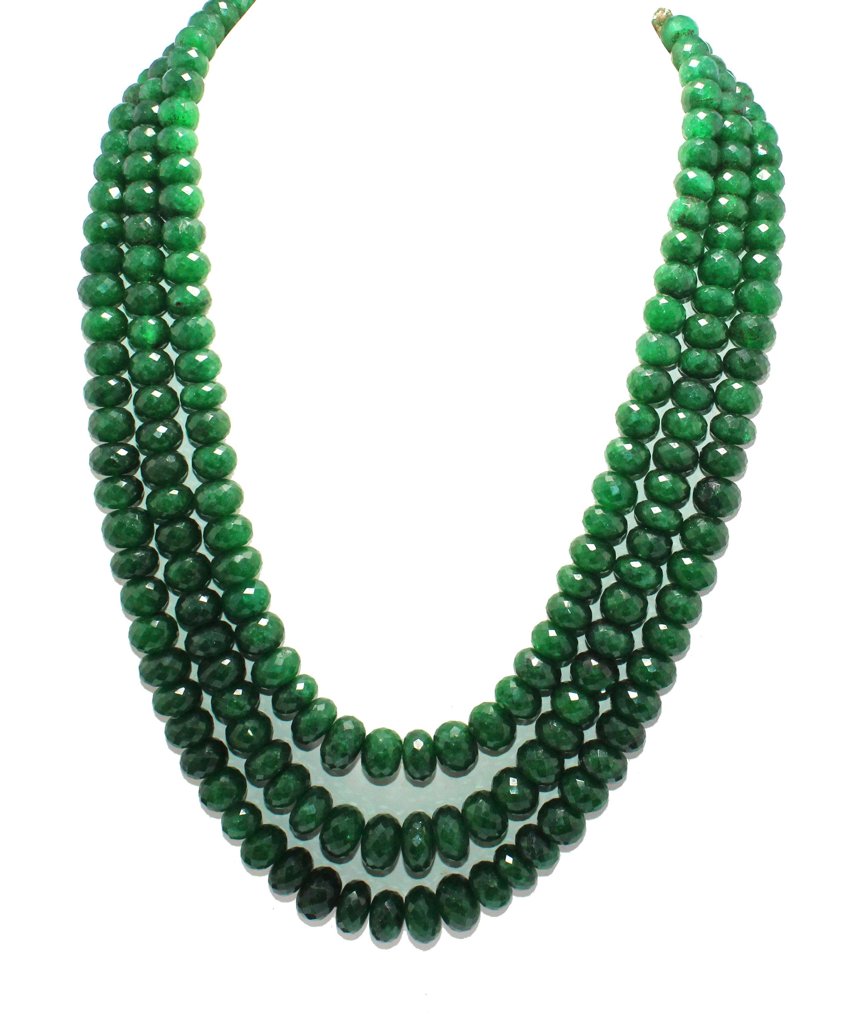 Wholesale faceted Rondell beads 3 strands necklace Zambian emerald beads