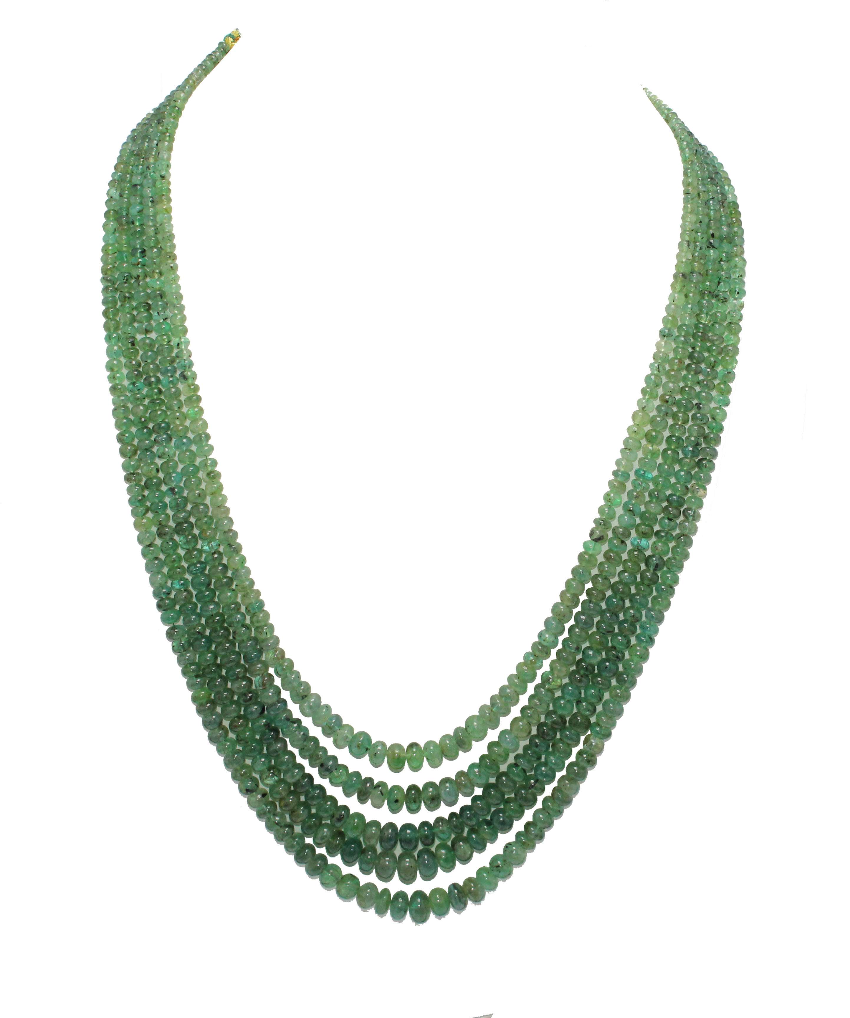 Wholesale 5 strands Rondell beads necklace natural Colombia emerald beads