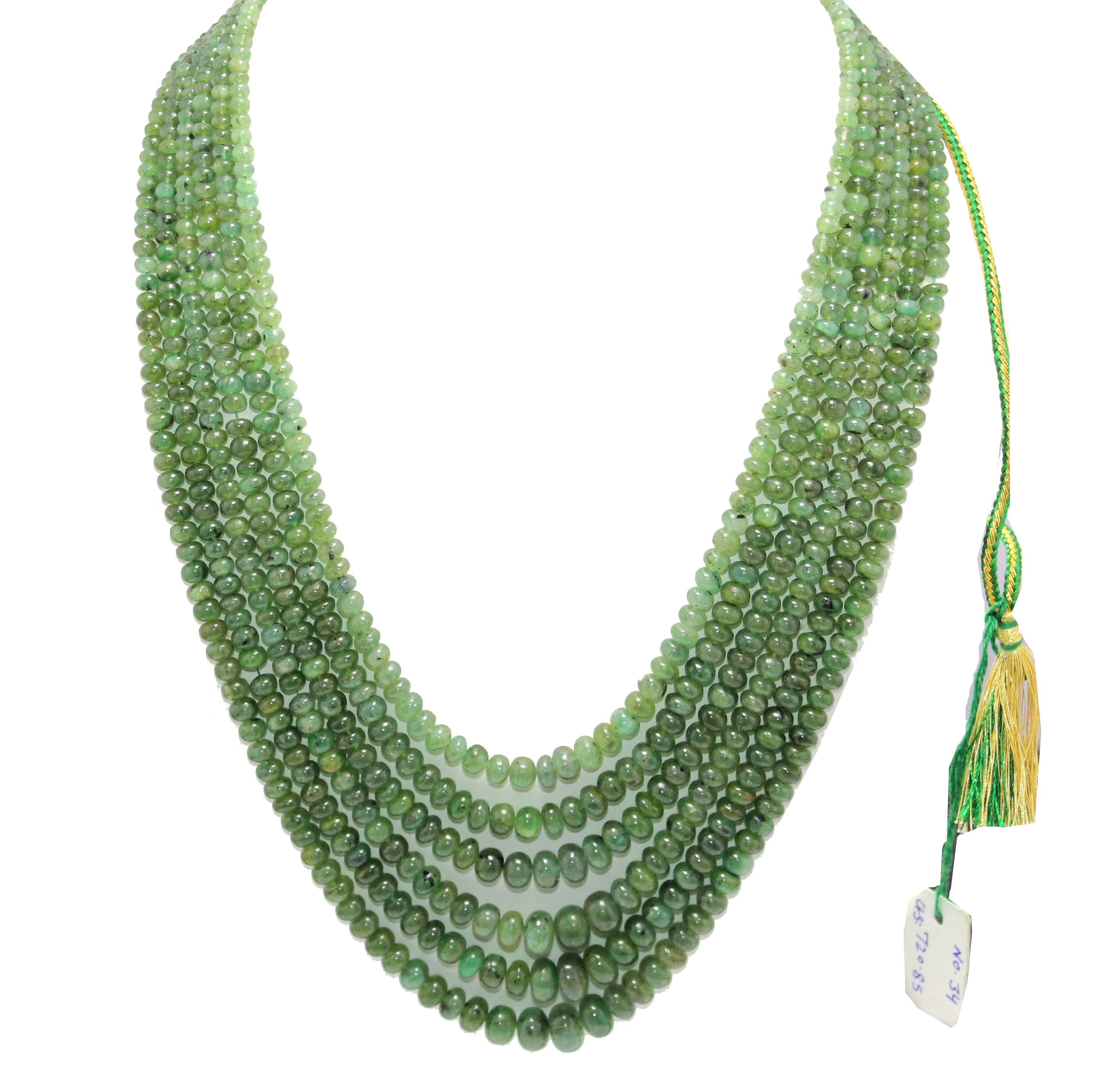 Wholesale 6 strands Rondell beads necklace natural Colombian emerald gemstone