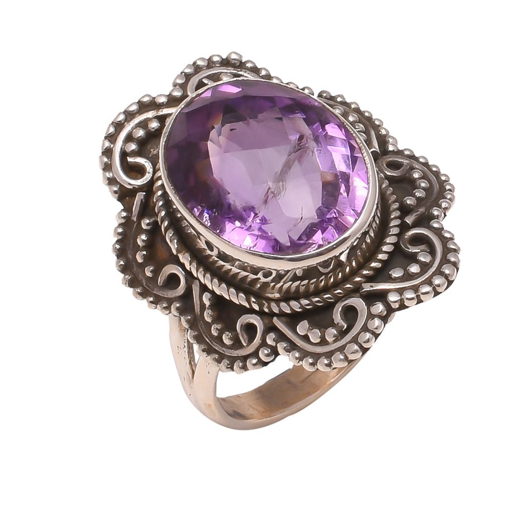 Wholesale 925 sterling silver and gemstone jewelry natural amethyst silver ring