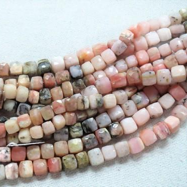 Wholesale aa quality cube box shape heishi spacer beads natural pink opal beads