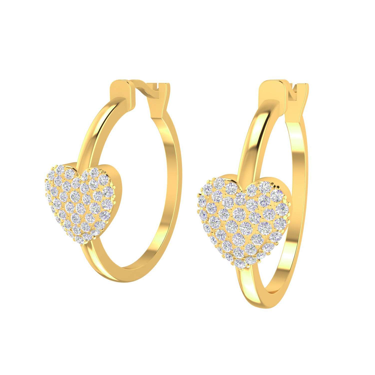 Natural Pave Diamond Heart On Huggie Hoop Earrings Made In 18k Manufactarer
