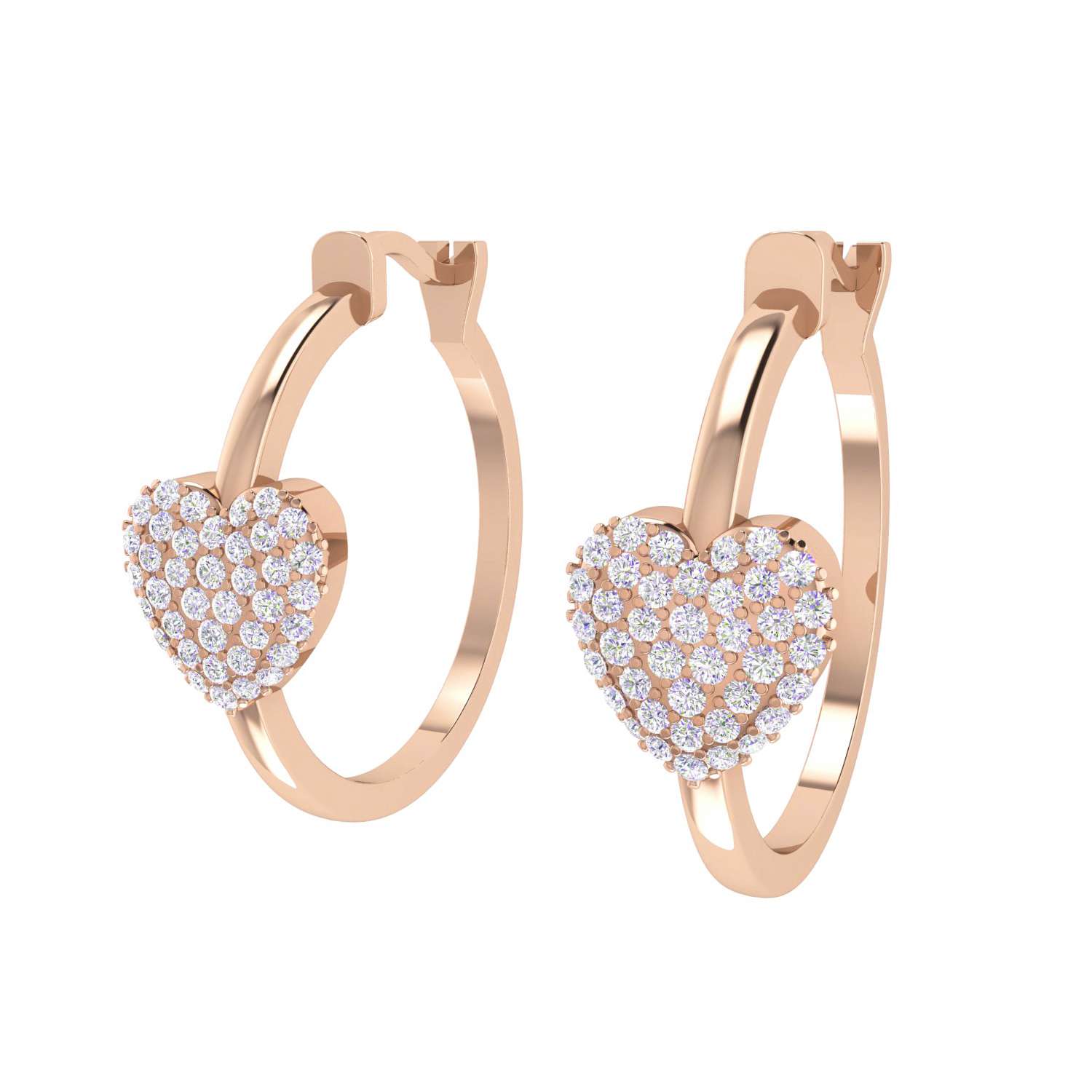 Natural Pave Diamond Heart On Huggie Hoop Earrings Made In 18k Manufactarer