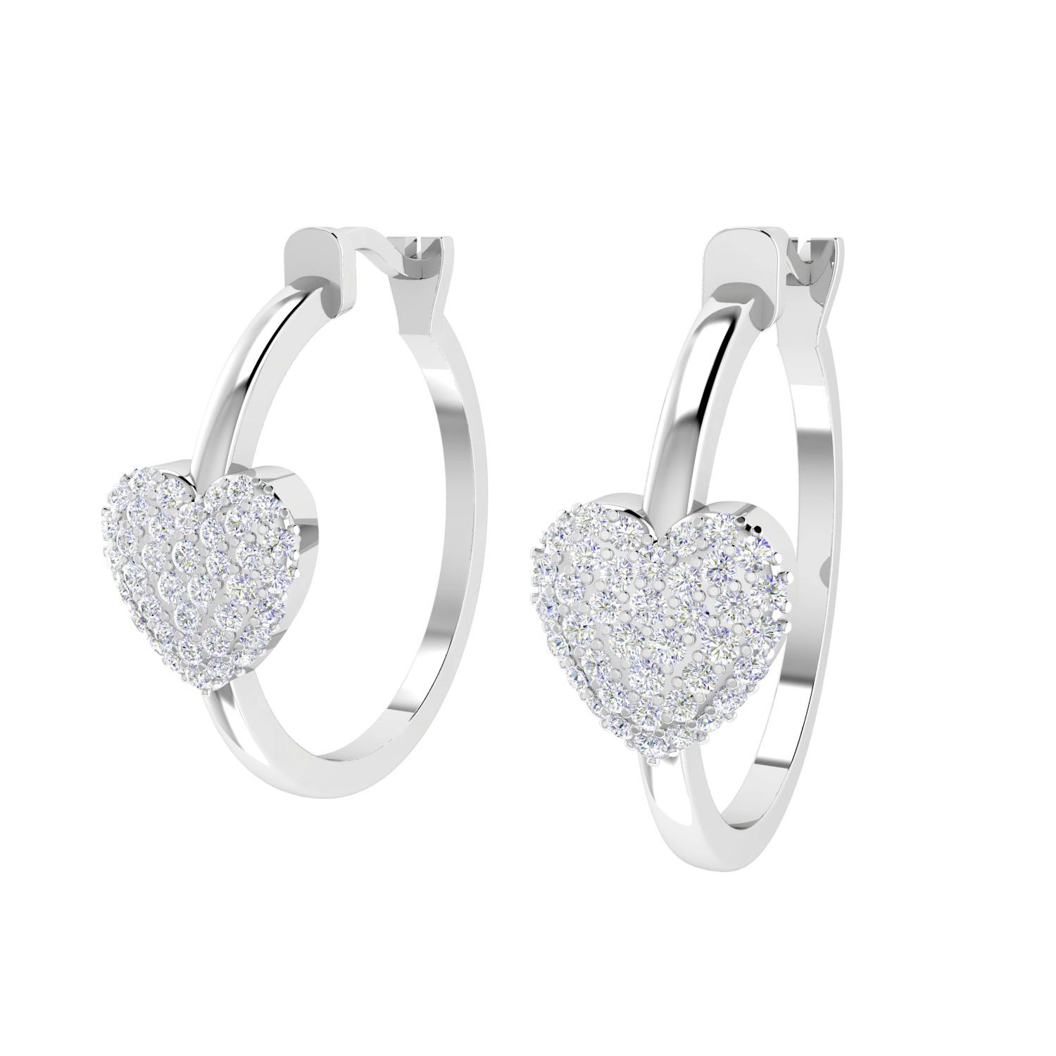 Natural Pave Diamond Heart On Huggie Hoop Earrings Made In 18k Manufactarer