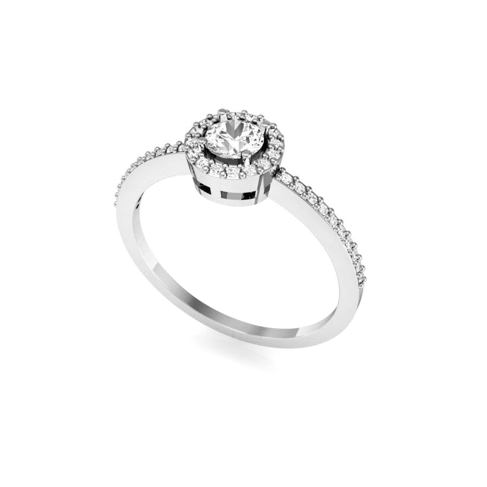 18K Solid Gold Solitaire Engagement & Wedding Pave Diamond Ring Manufacturer