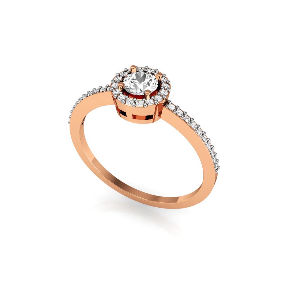 18K Solid Gold Solitaire Engagement & Wedding Pave Diamond Ring Manufacturer