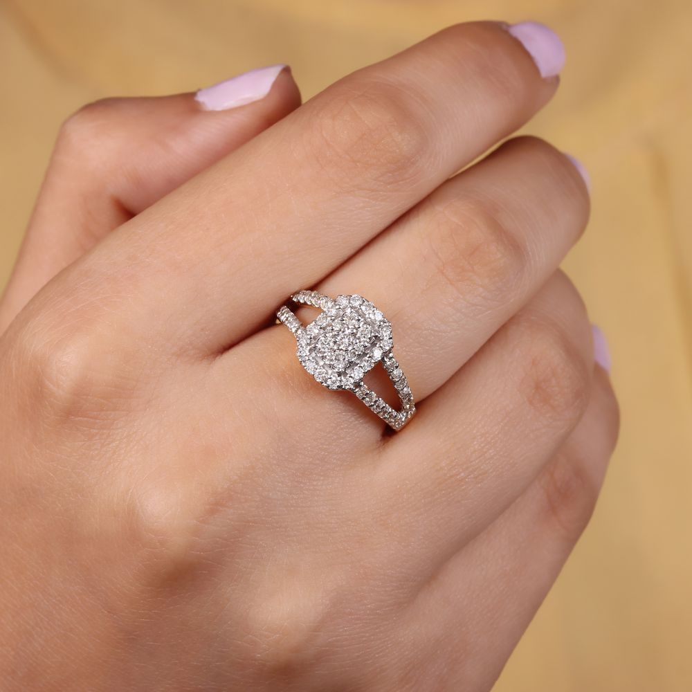 14k Gold Engagement Pave Diamond Jewelry Solid Yellow Gold Ring Vender