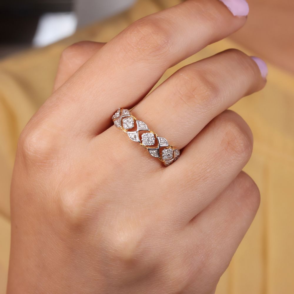 Natural Pave Diamond Real 14k Yellow Gold Engagement Band Ring Jewelry  Vender