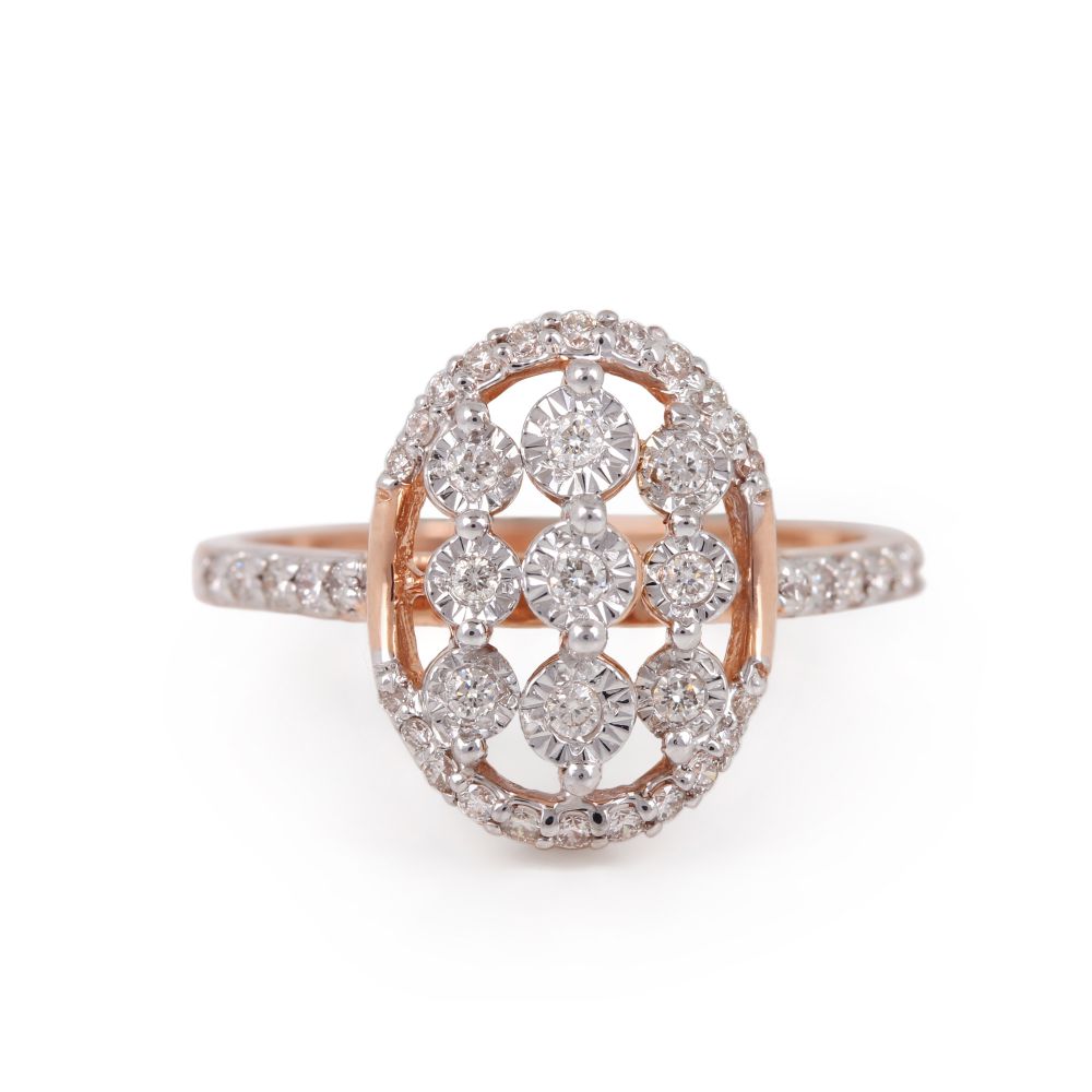 Natural Pave Diamond Real 14k Rose Gold Oval Ring Jewelry Vender