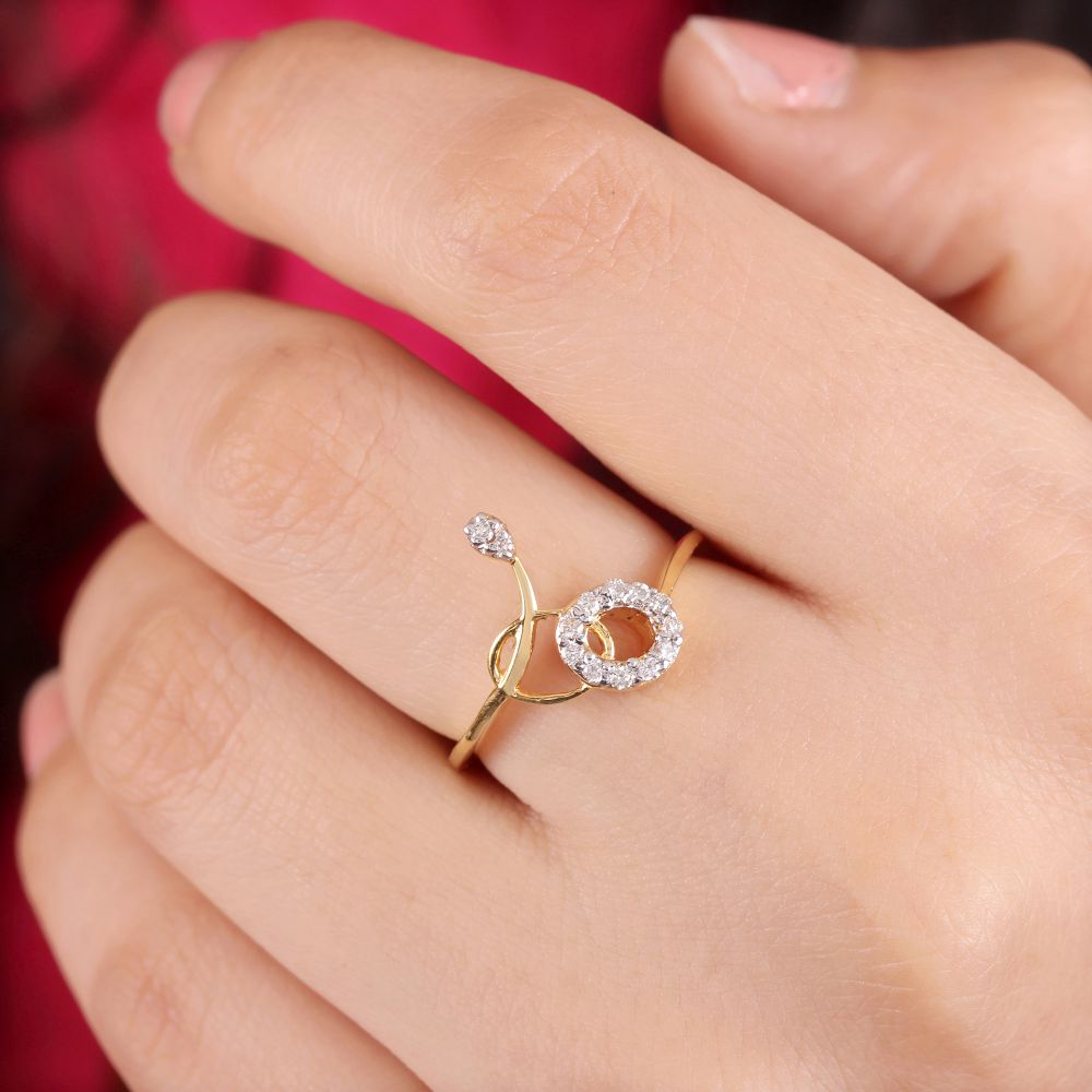 Natural Pave Diamond Real 14k Yellow Gold Unique Design Ring Jewelry  Supplier