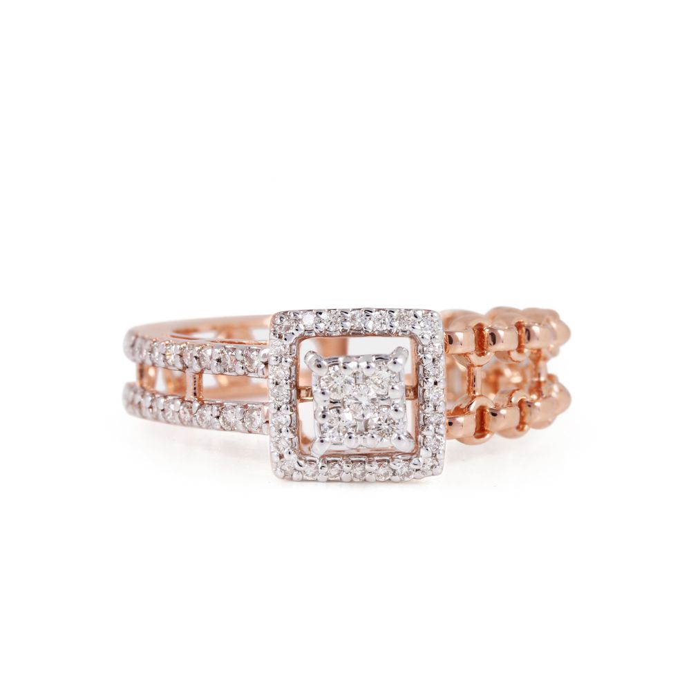 Natural Pave Diamond Real 14k Yellow Gold Square Ring Jewelry Manufacturer