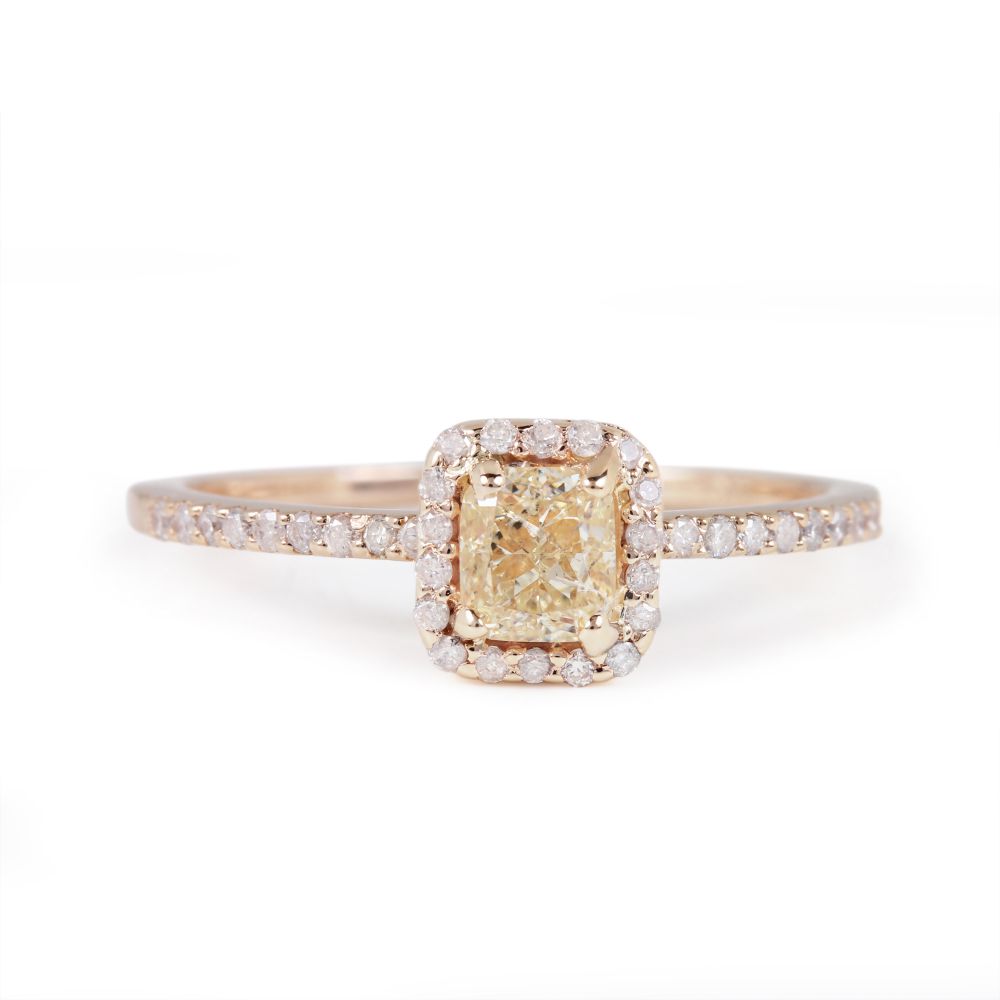 Genuine Pave Diamond Made in 14k Solid Gold Beautiful Engagement Ring Vender