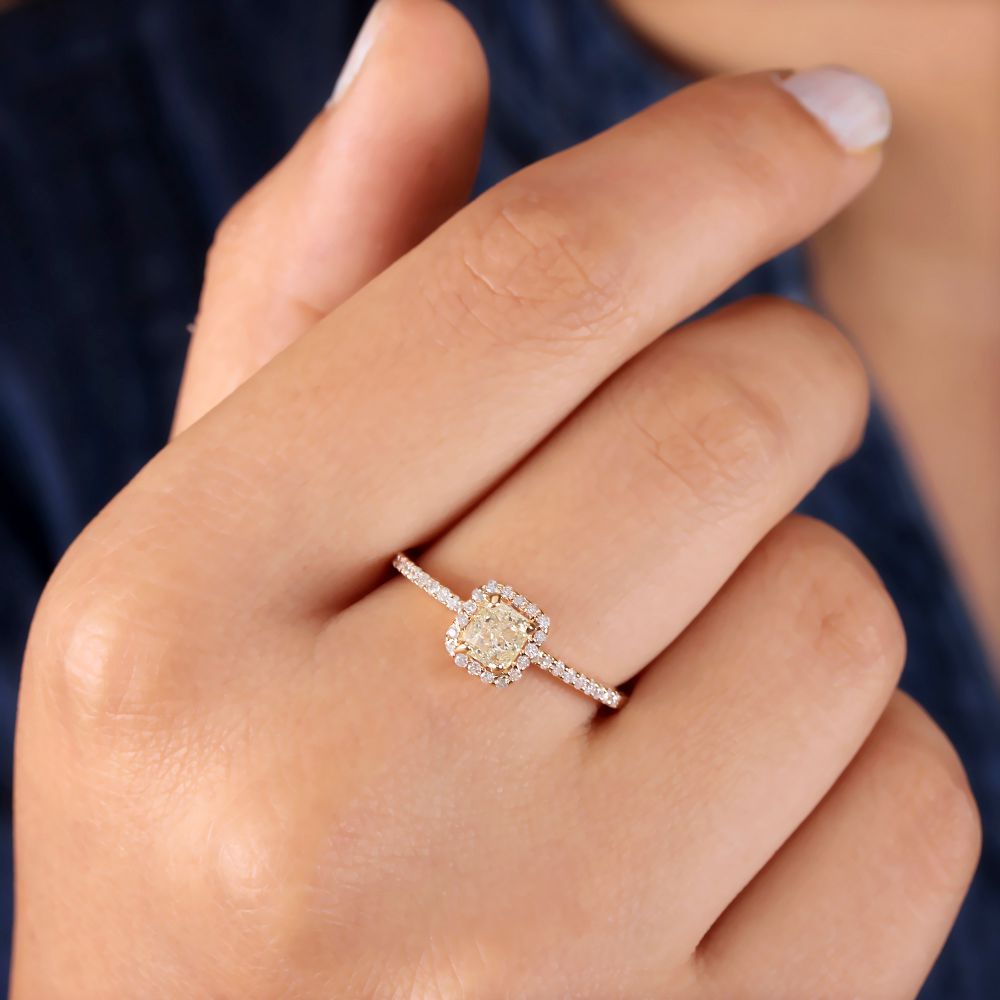 Genuine Pave Diamond Made in 14k Solid Gold Beautiful Engagement Ring Vender