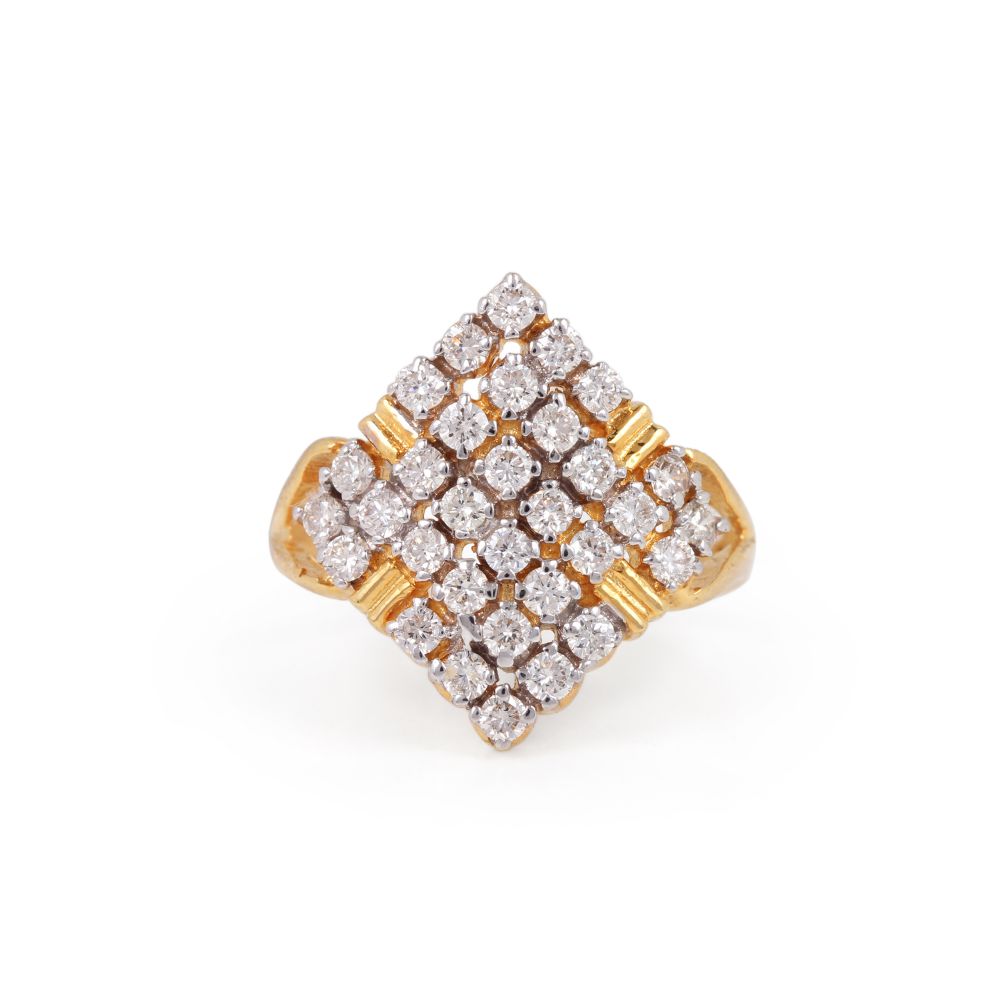 14k Yellow Gold Genuine Pave Diamond Square Shape Diamond Ring Manufacturer