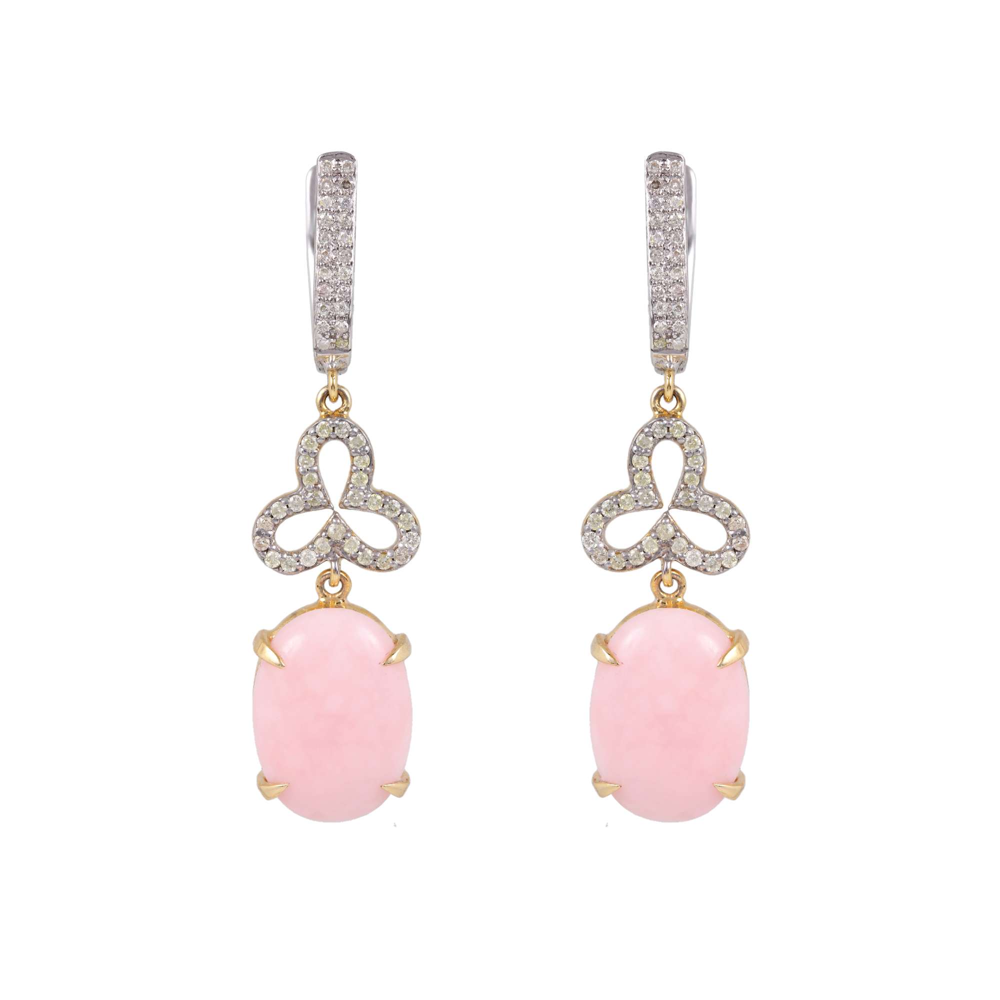 925 Silver Diamond Earrings Pink Opal Dangle Earrings Silver Earrings Exporter