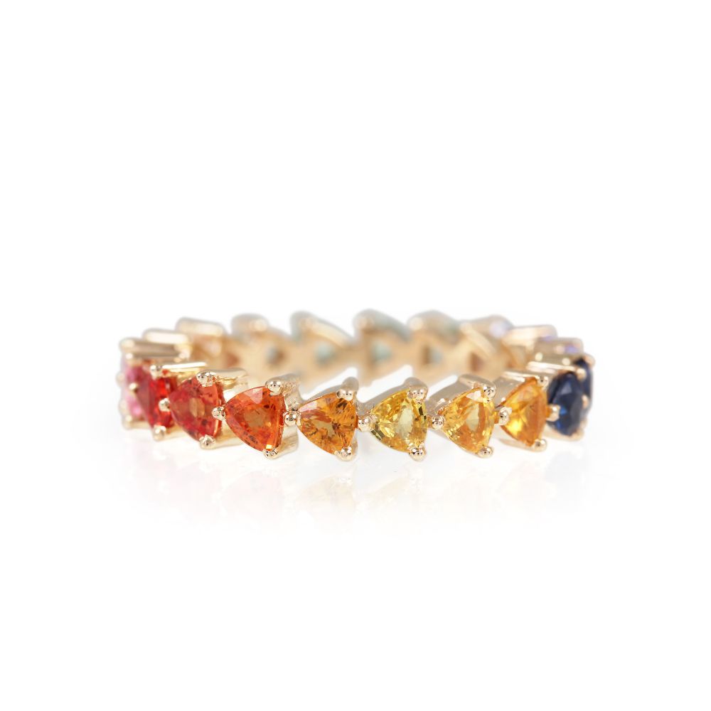Natural Multi Sapphire Tanzanite New Design Band Ring Made in 14K  Rings Mekar