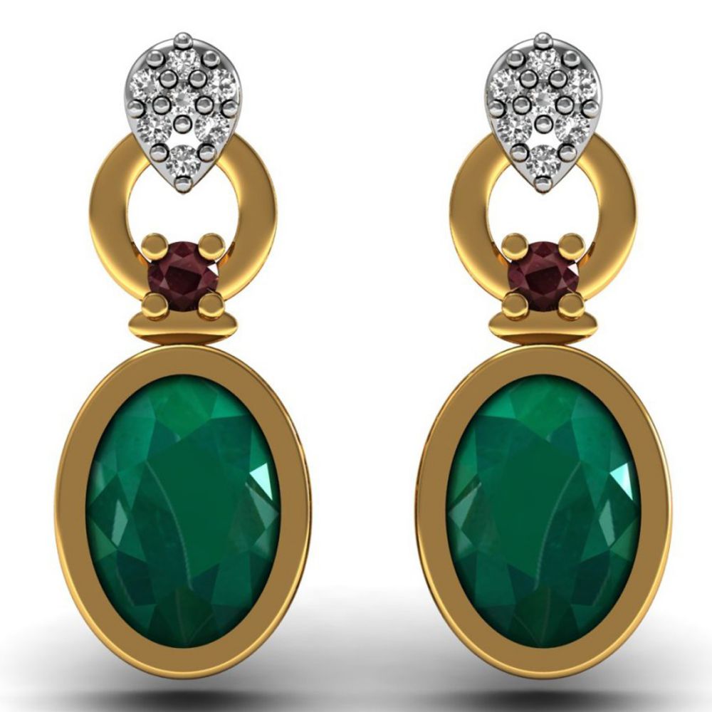 Real 18K Gold Latest Design Earrings Natural Diamond Oval Stud Earrings Exporter