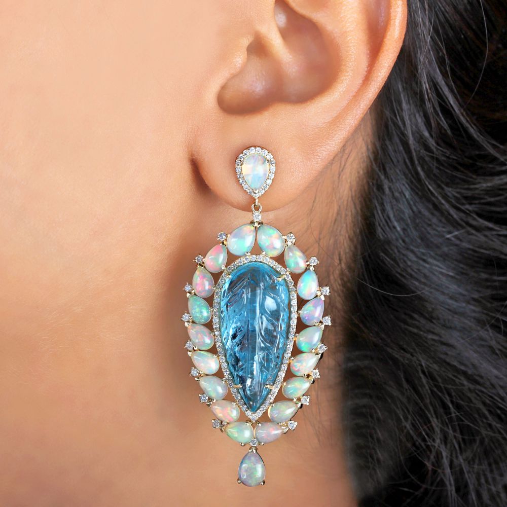 14k Solid Gold Fine Jewelry 1.50 Carat Natural Pave Dangle Earrings Supplier