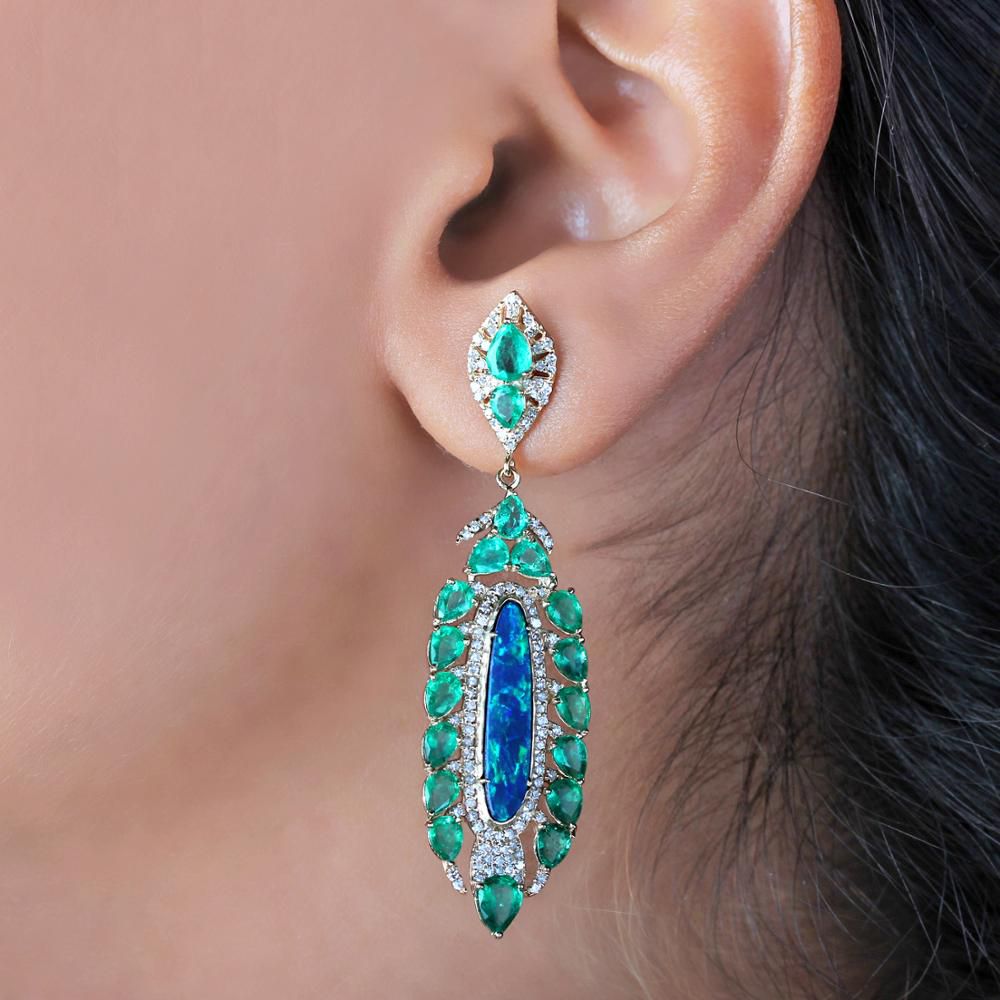 14k Solid Yellow Gold Fine Jewelry 0.90 Carat Natural Dangle Earrings Supplier
