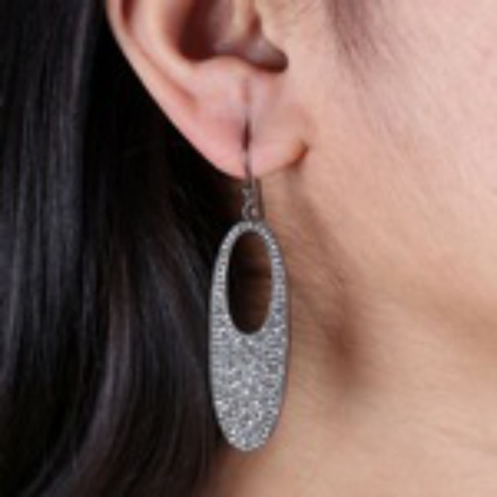 Natural Pave Diamond Dangle Hook Earrings 925 Sterling Silver Handmade Supplier
