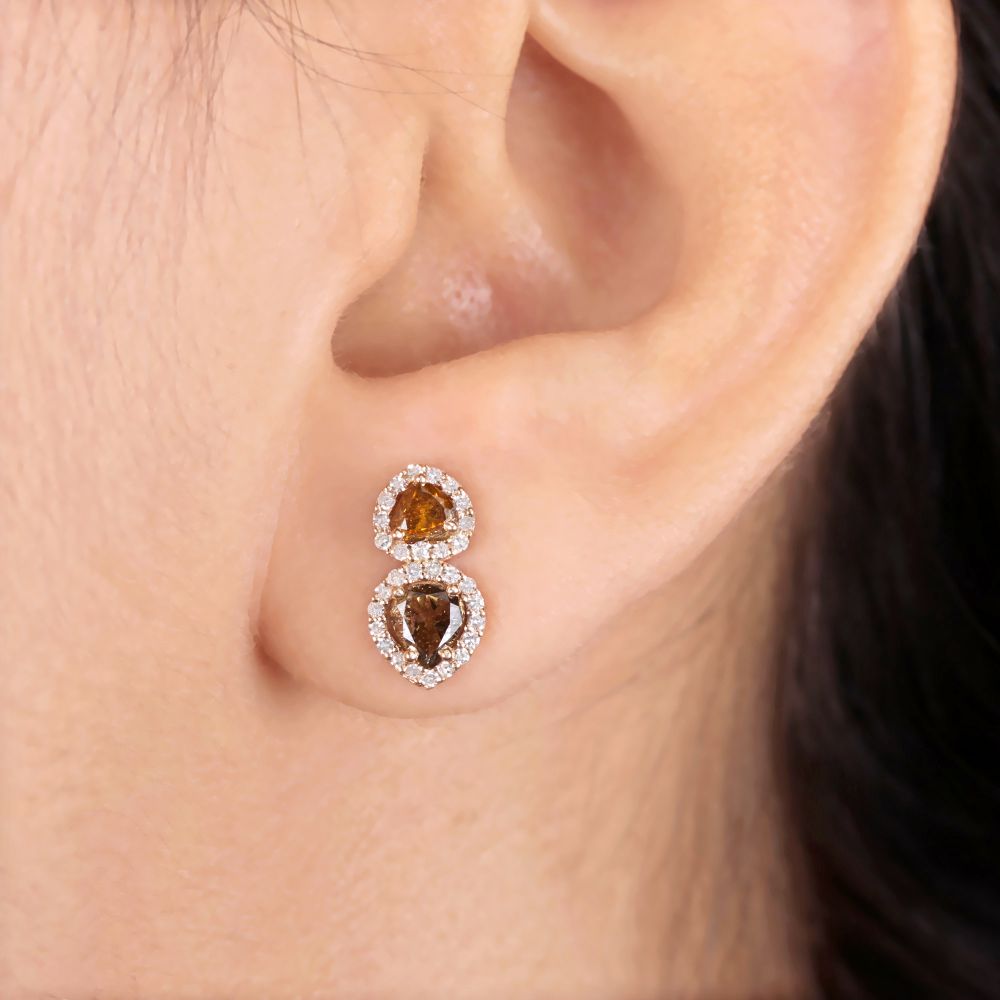 14k Solid Gold Natural Pave Diamond Stud Earrings Fine Jewelry supplier