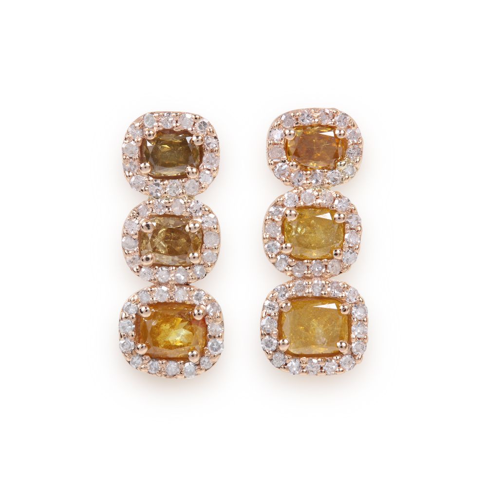 14k Solid Gold Fine Jewelry Natural Pave Diamond Stud Earrings For Women  Makar