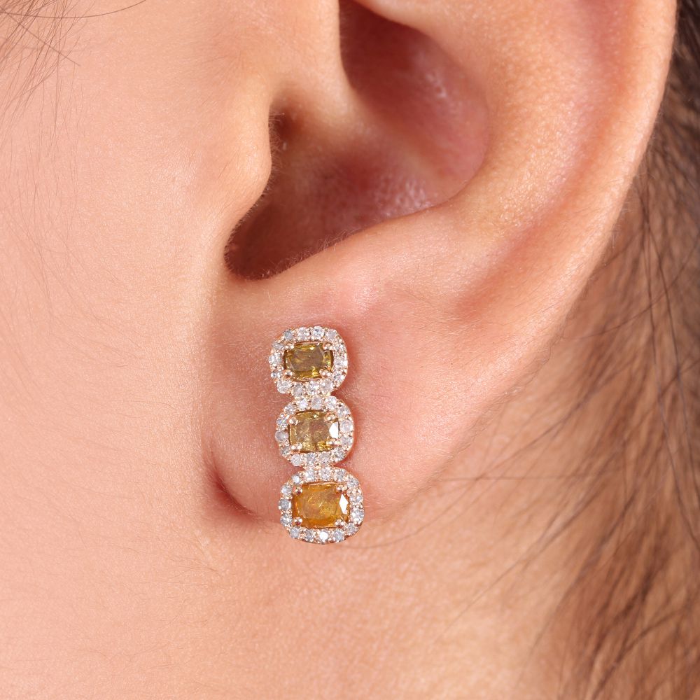 14k Solid Gold Fine Jewelry Natural Pave Diamond Stud Earrings For Women  Makar