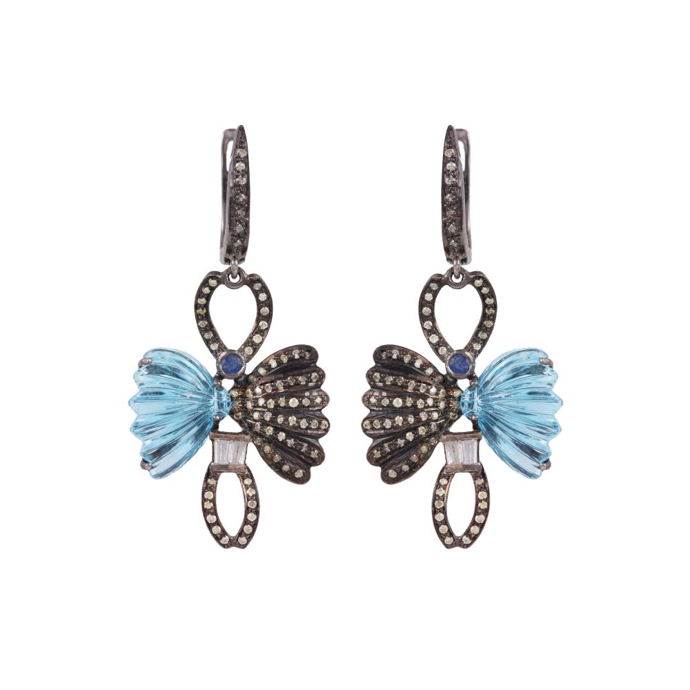 Real 925 Silver Diamond Dangle Earrings Dangle Earrings Blue Topaz Manufacturer
