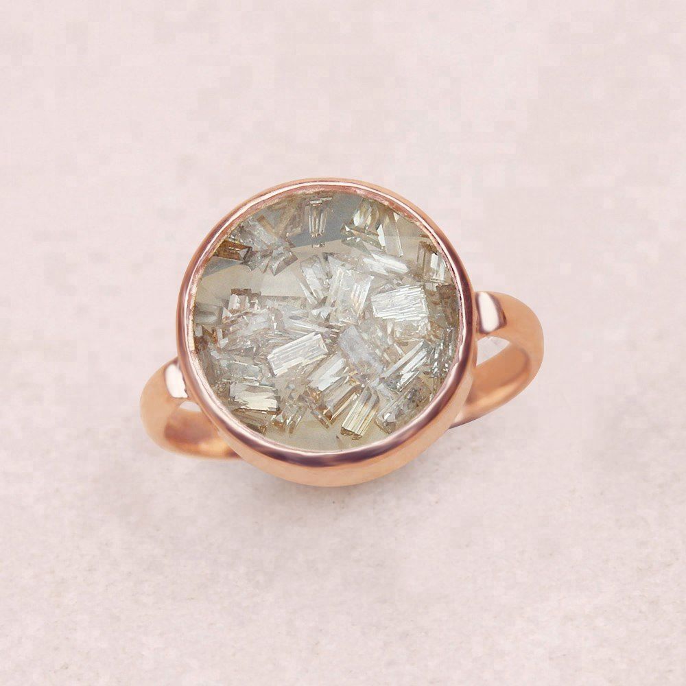 Baguette Diamond Crystal Shaker Ring Solid 18k Gemstone Shaker Ring Manufacturer