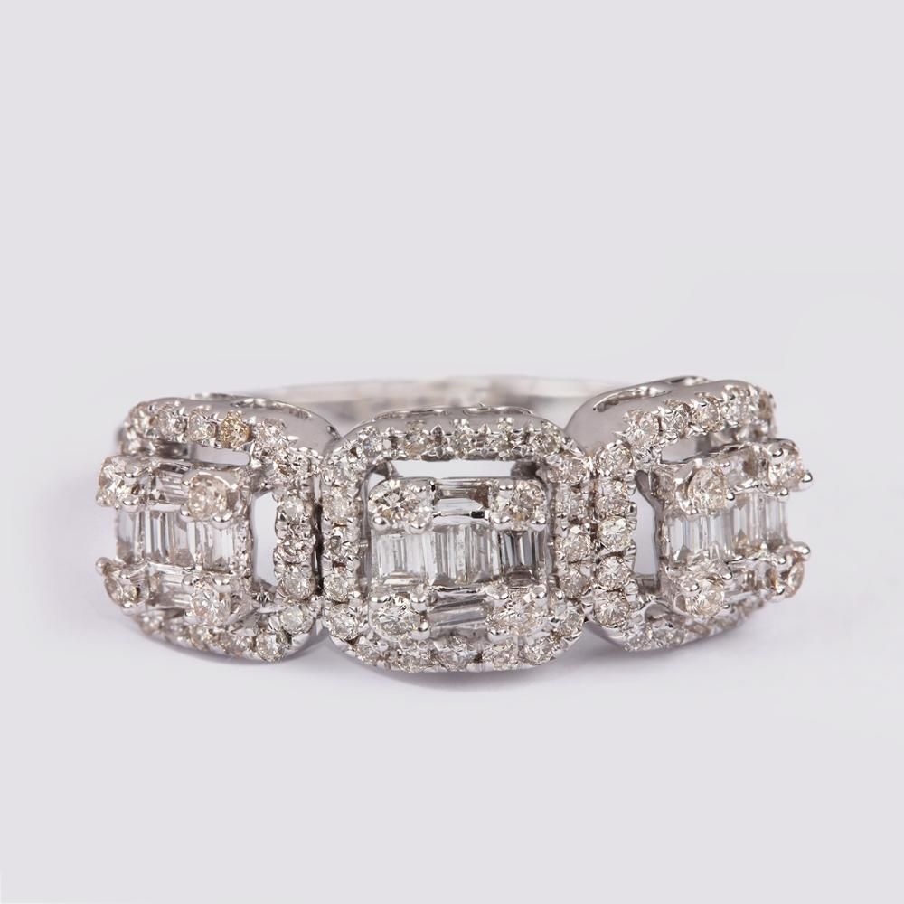 Wholesale Baguette Jewelry 18k White Gold Diamond Baguette Rings Diamond