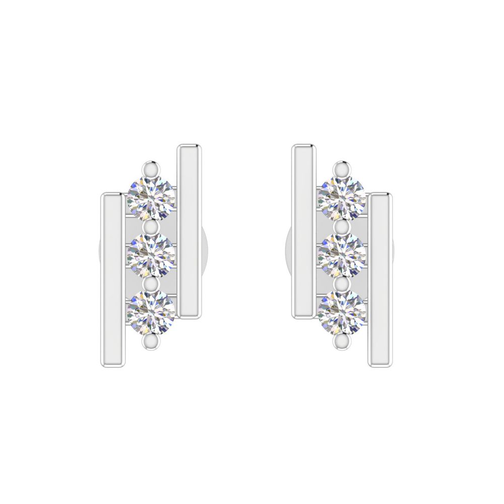 18k Solid Yellow Gold Diamond Daily Wear Stud Earrings Real Rose White Supplier