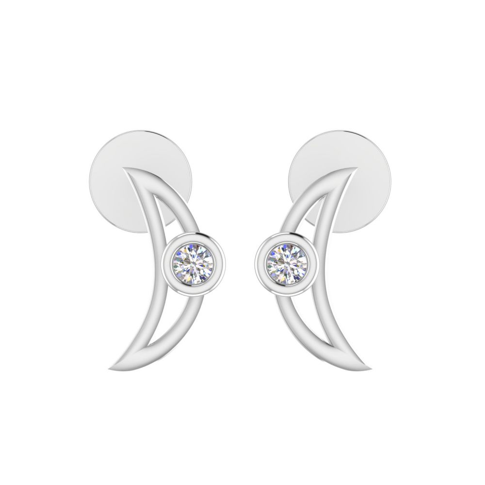 18k Solid Yellow Gold Diamond Daily Wear Crescent Moon Stud Earrings Supplier