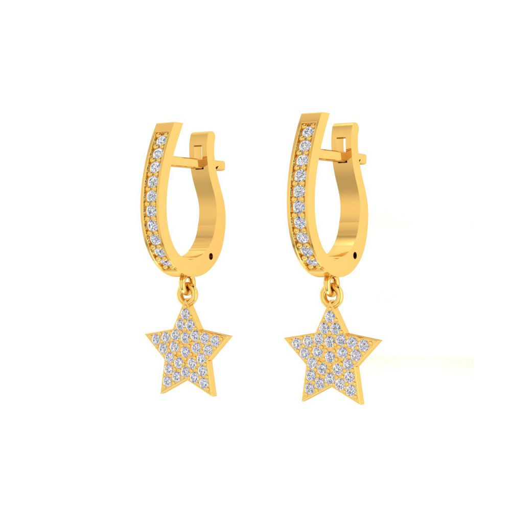 Pave Diamond Star Hoop Earrings Made In 18k Solid Earrings Manufacturer