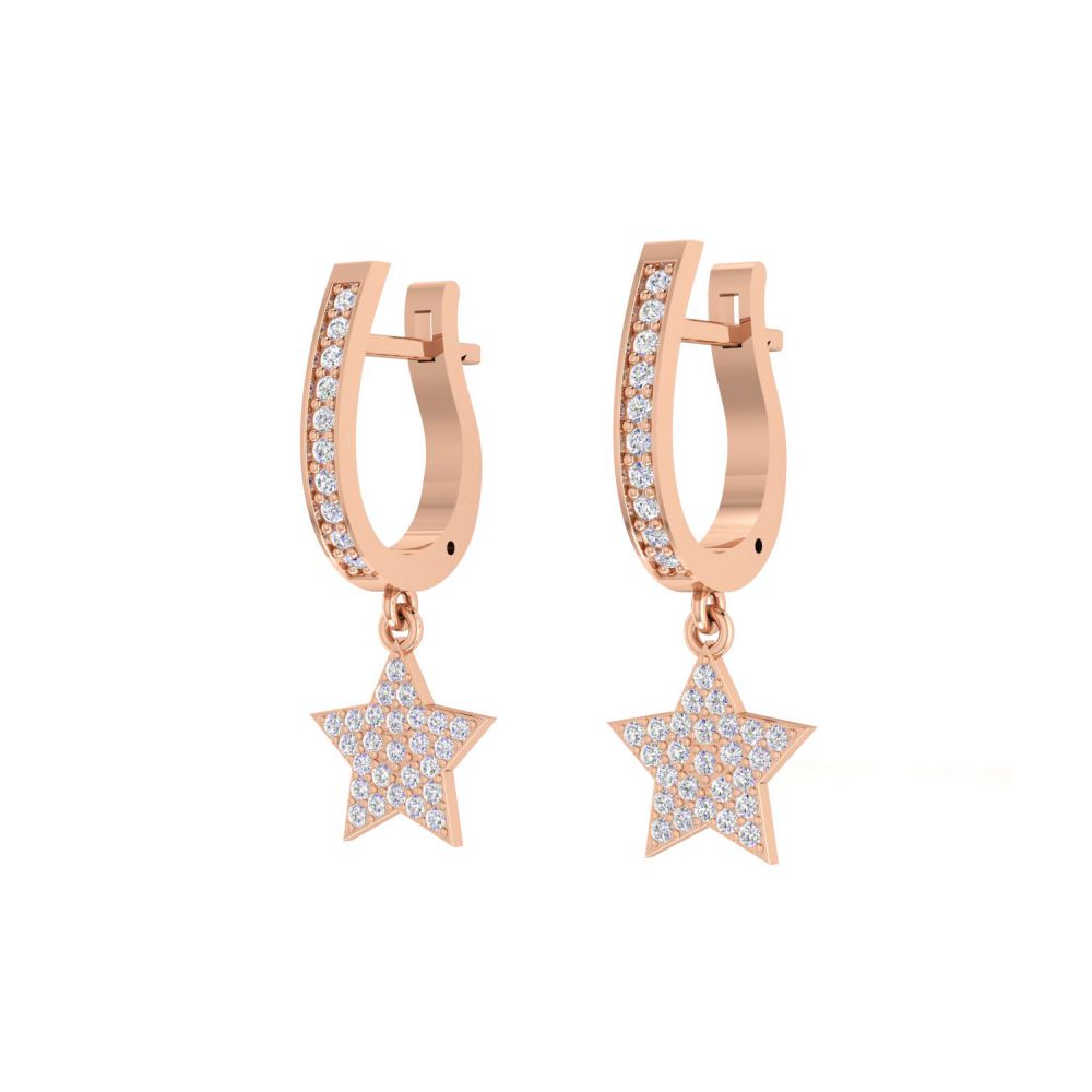 Pave Diamond Star Hoop Earrings Made In 18k Solid Earrings Manufacturer