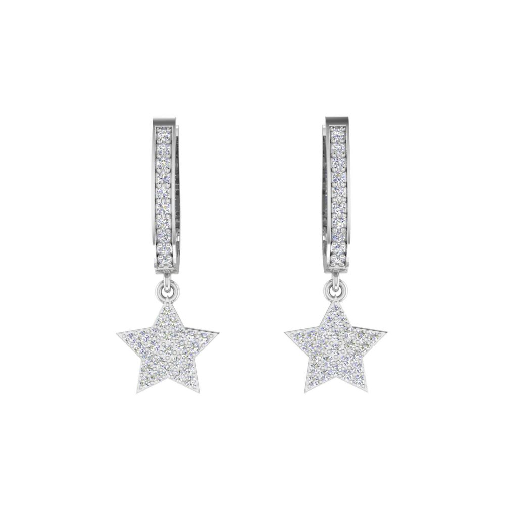 Pave Diamond Star Hoop Earrings Made In 18k Solid Earrings Manufacturer